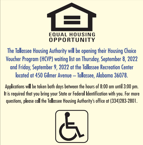 Preview image for Tallassee Housing Authority is now accepting applications