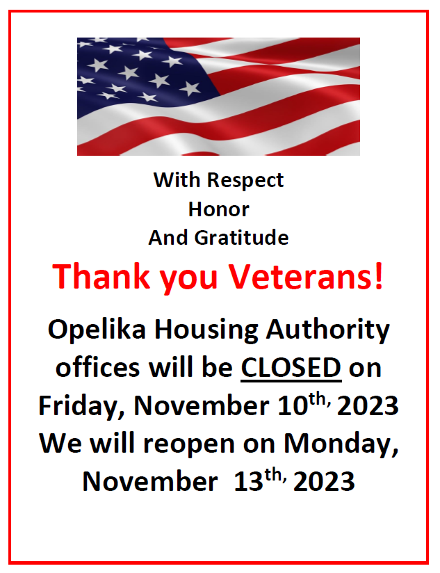 Preview image for Closed for Veterans Day 11-10-2023