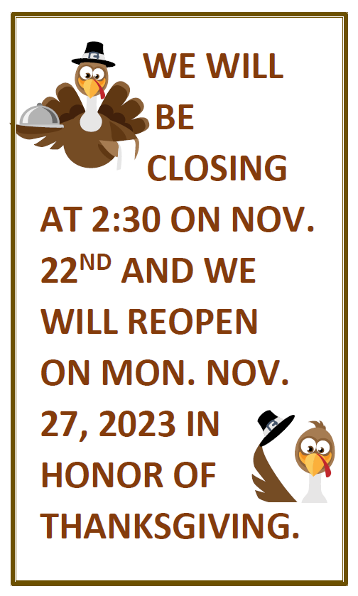 Preview image for Closed in Honor of Thanksgiving